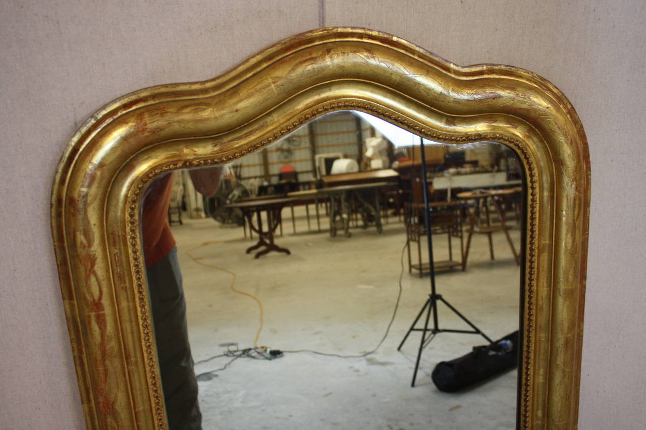 19th Century Gold Gilded Louis Philippe Mirror with Serpentine Top 6