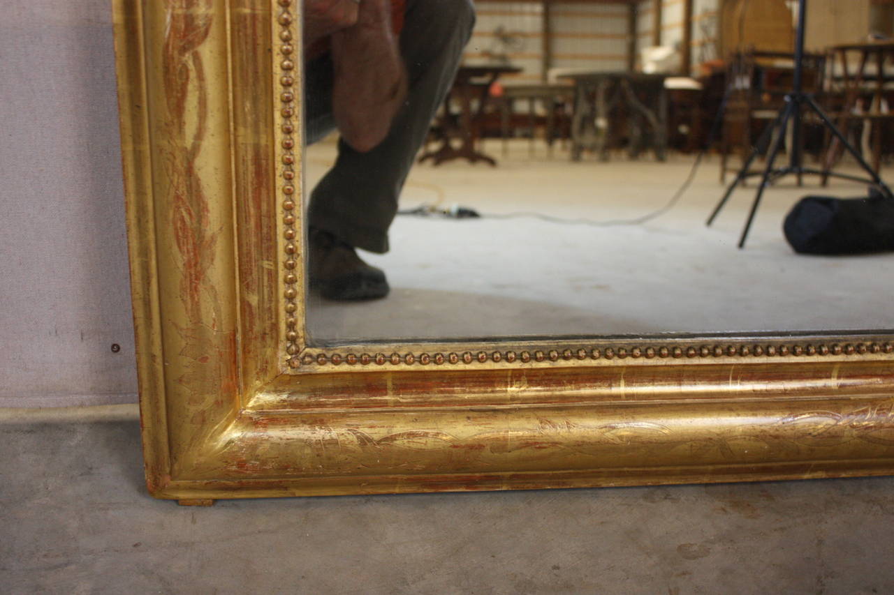 19th Century Gold Gilded Louis Philippe Mirror with Serpentine Top 4