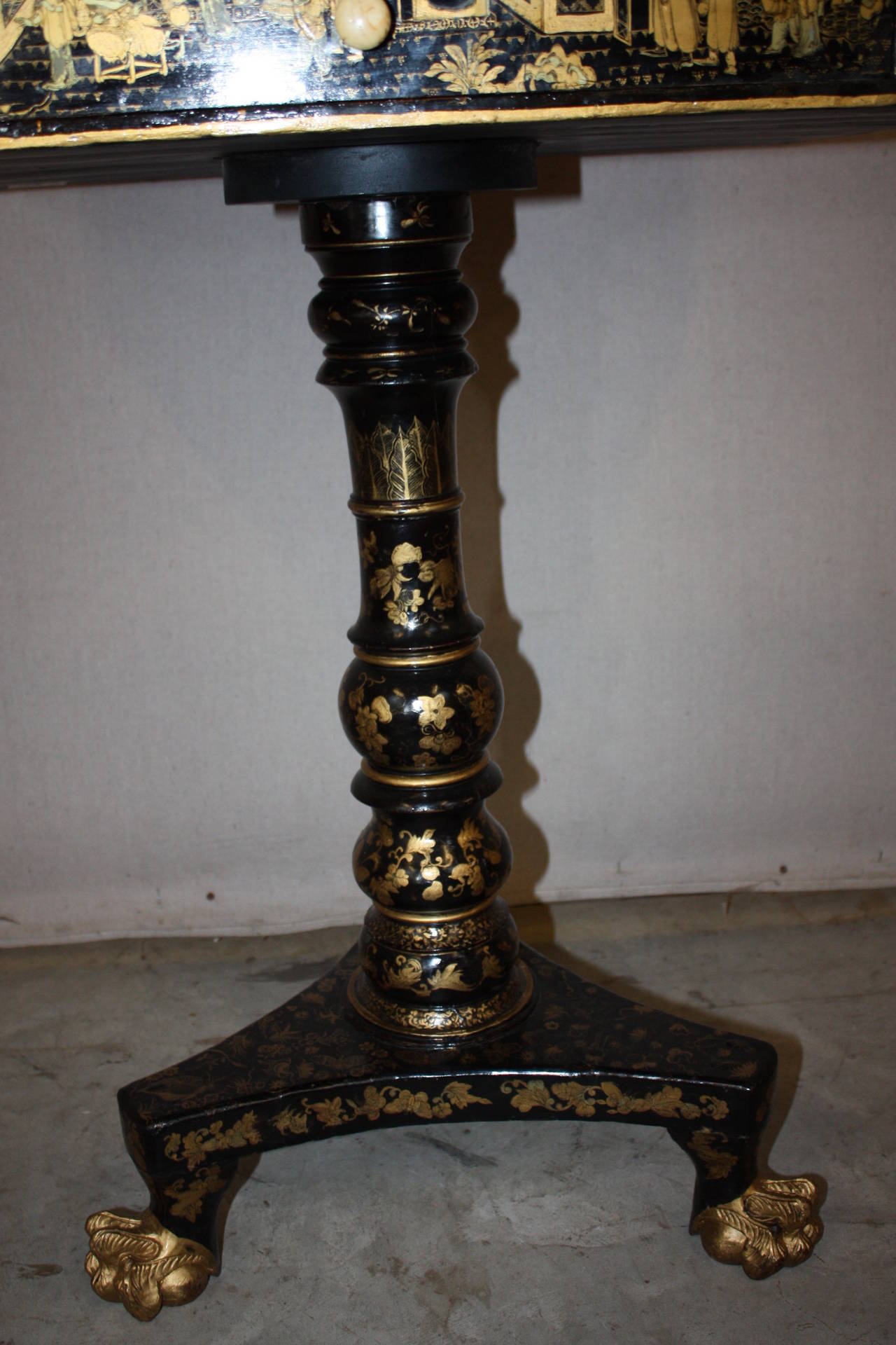 19th Century Chinoiserie Single Pedestal Game Table or Side Table 6