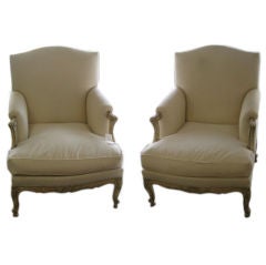 Antique Pair French Bergere Chairs