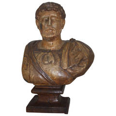 Early 19th Century Italian Wood Carved Bust Early 19th Century Italian Wood Carved Bust