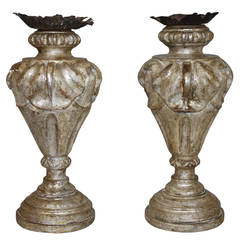 Pair of Early 19th Century Silver Gilt Italian Candlesticks