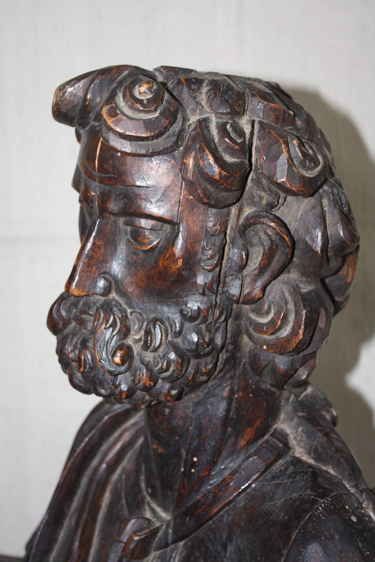19th Century Spanish Wood Carved Bust at 1stdibs