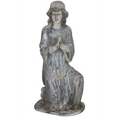 Early 19th Century Italian Silver Giltwood Carved Preying Angel