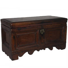 Antique 18th Century Italian Walnut Coffer with Working Key and Lock