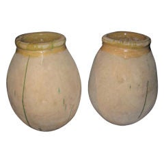 Pair Large French Olive Jars
