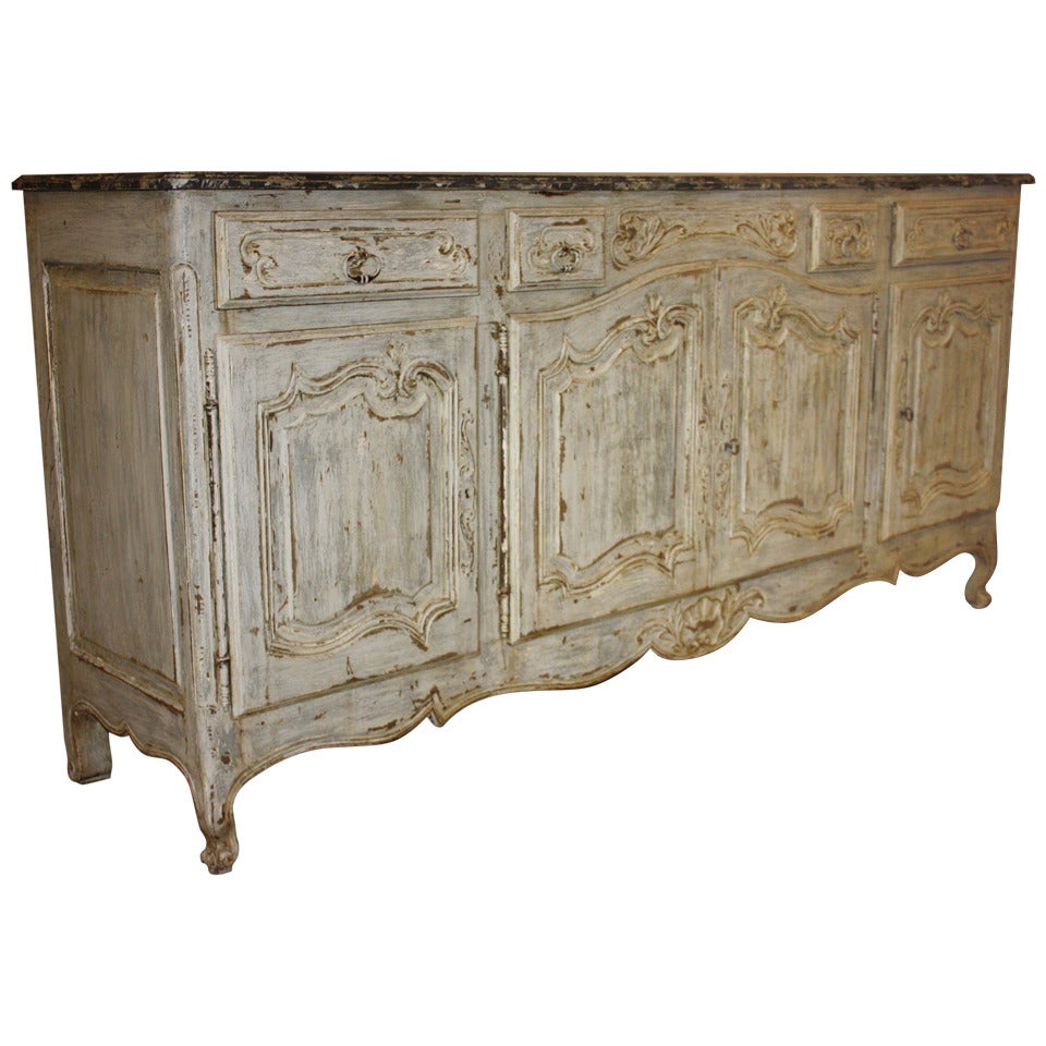 Late 19th Century French Painted Buffet with Faux Marble Top