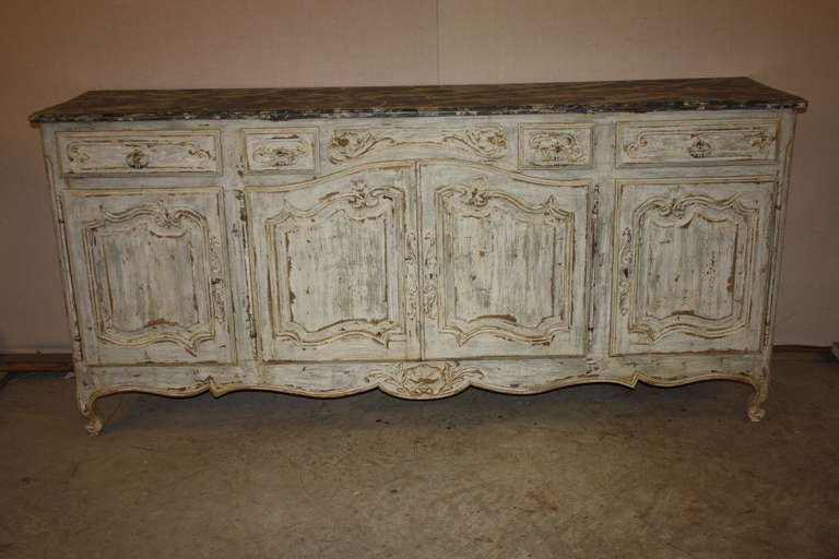 Late 19th Century French Painted Buffet with Faux Marble Top 4