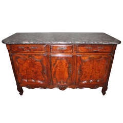 Early 19th Century French Marble-Top Walnut Buffet, Enfilade
