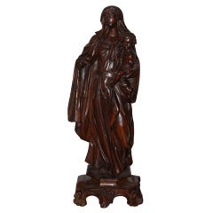 Early 19th Century Italian Carved Virgin Mary and Child