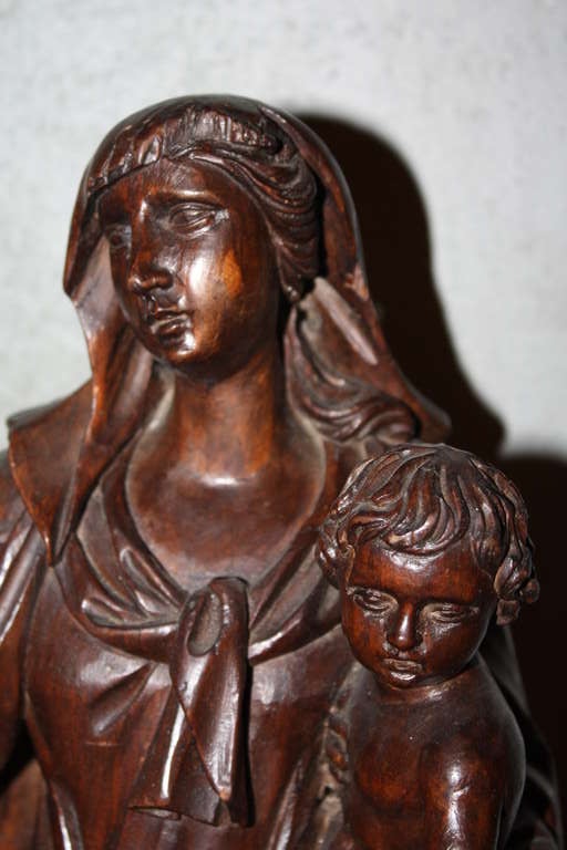 Early 19th Century Italian Carved Virgin Mary and Child 5
