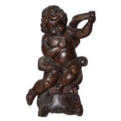 18th Century Italian Carved Cherub Statue "Putti"