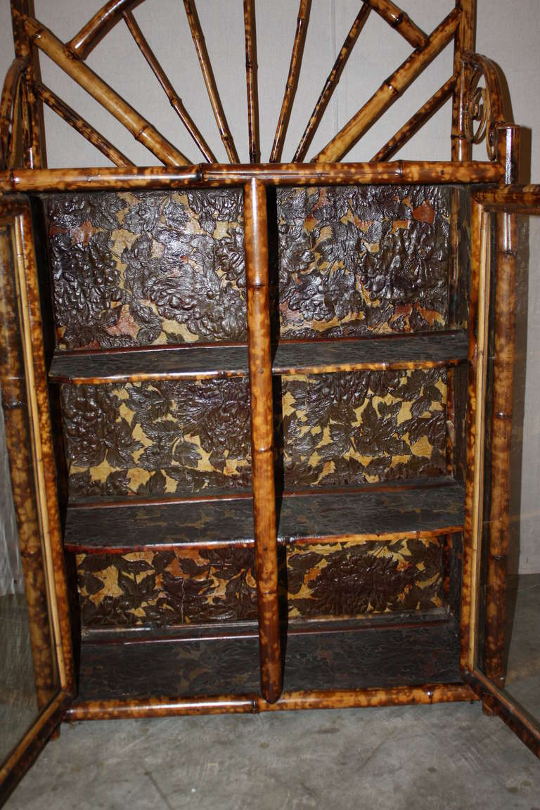 19th Century Glass Front Bamboo Bookcase In Good Condition For Sale In Fairhope, AL