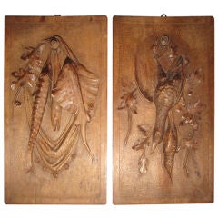 Pair French Carved Plaques