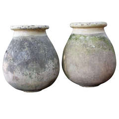 Pair Early 19th Century French Biot Olive Jars