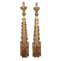Pair Large Gold Gilded Finials