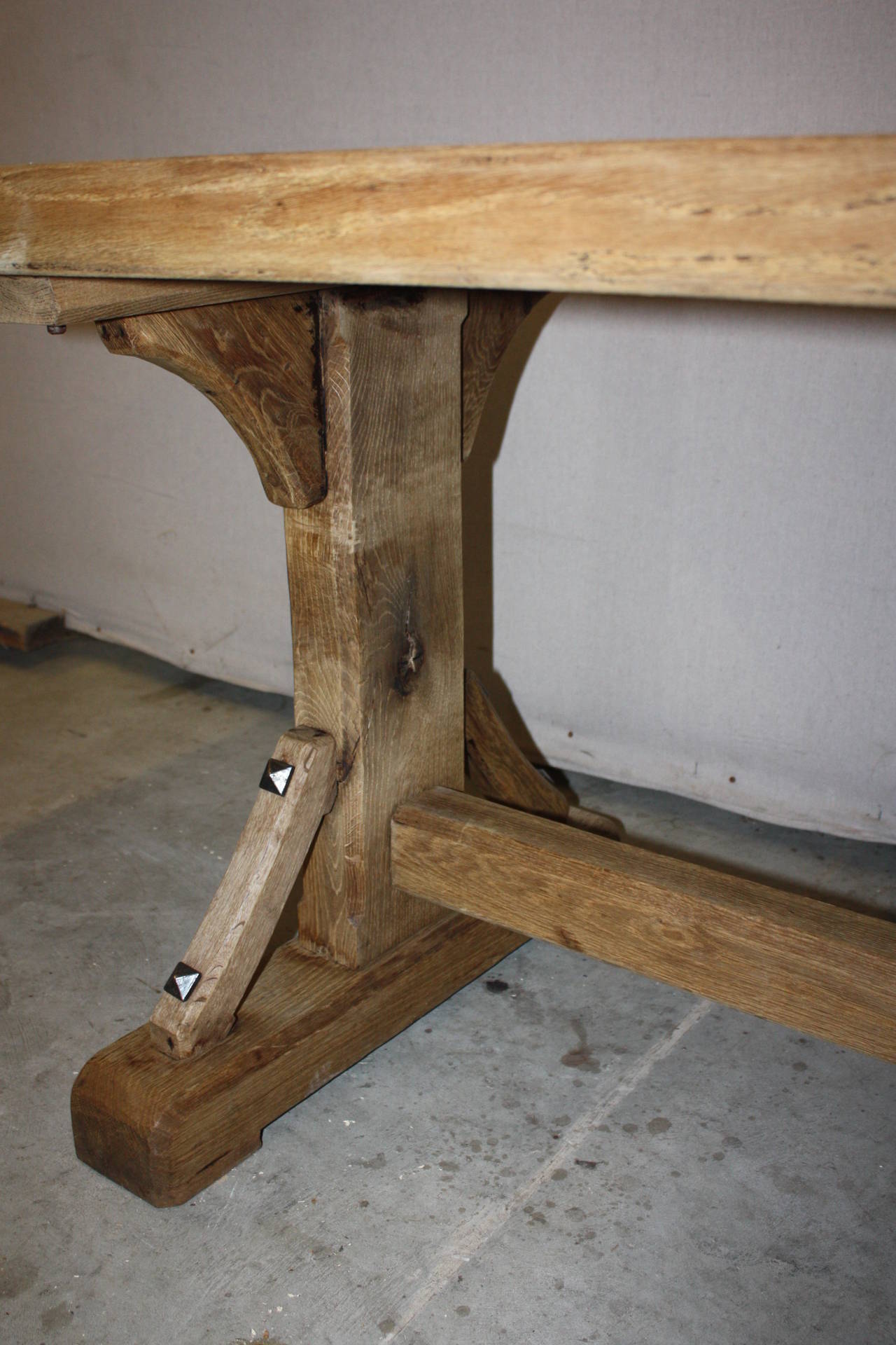 19th Century French Oak Trestle Table In Excellent Condition In Fairhope, AL