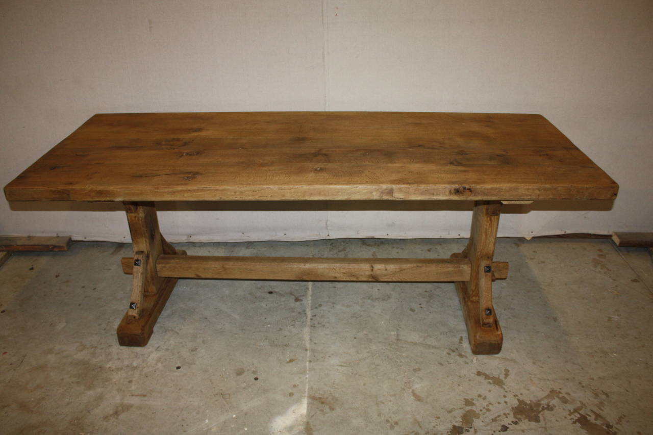 19th Century French Oak Trestle Table 1