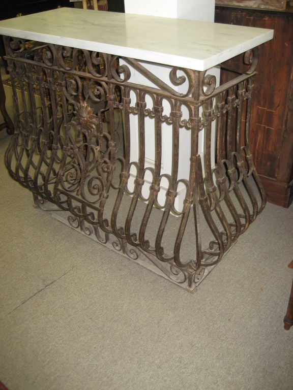 French Iron Console with Marble Top