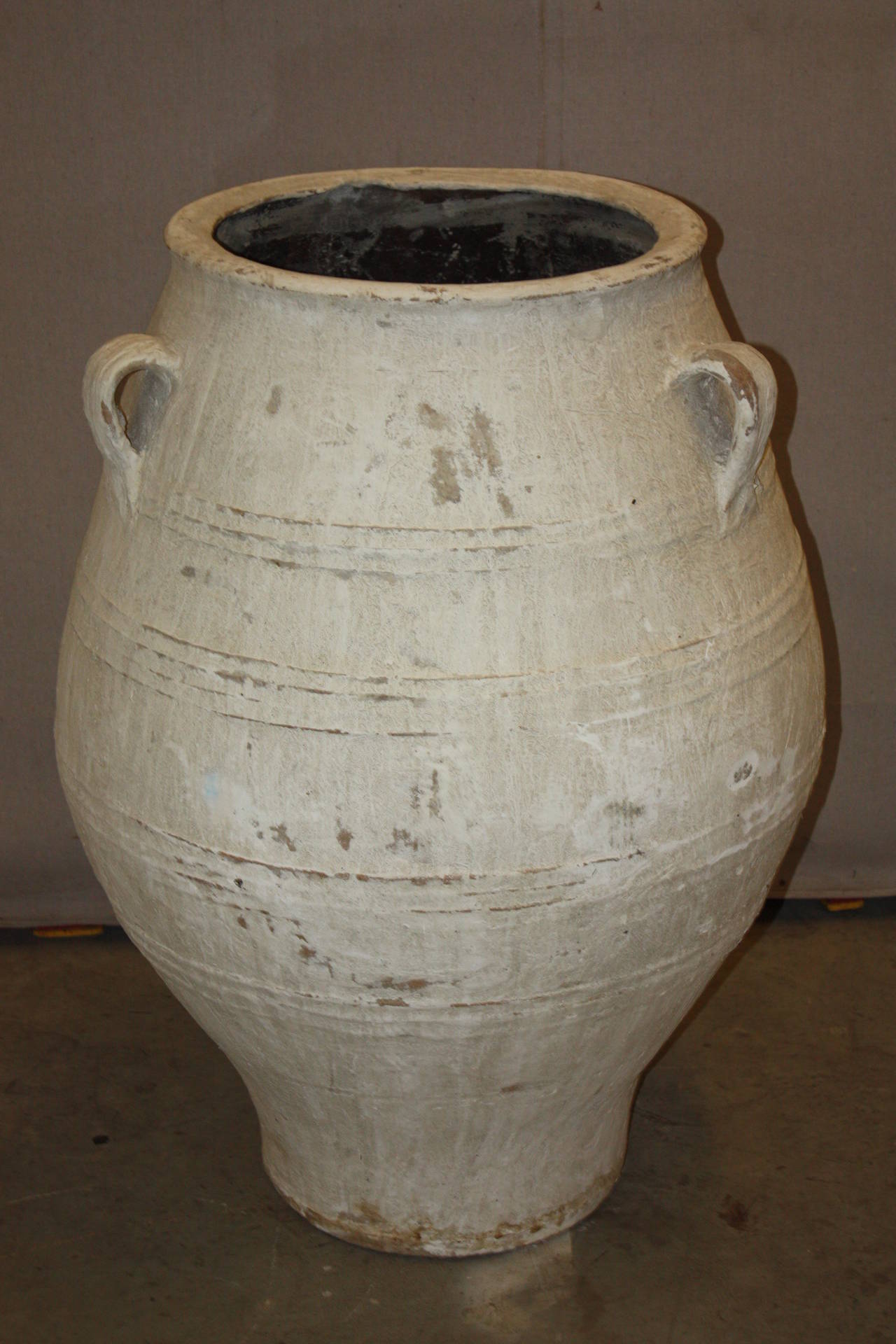 19th Century Whitewashed Crete Olive Jar