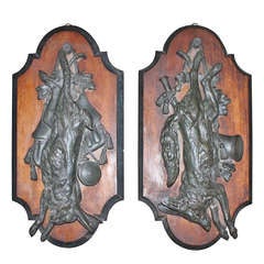 Pair SpelterBlack Forest Game Plaques