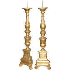 Pair of Italian Gilded Candlesticks