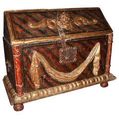 Italian Painted Box with carvings from 18th Century