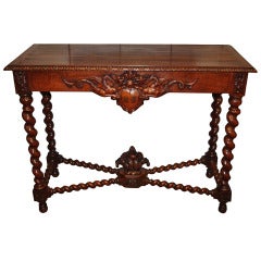 French Walnut Console Table from Late 1800
s