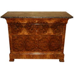 Walnut Louis Philippe Commode with a Marble Top