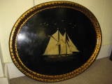 Paper Mache Tray with painting of Schooner