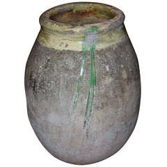 18th Century French Olive Jar with Green Glaze Drip