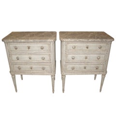 Pair French Painted Commodes