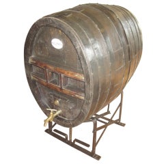 19th Century Large French Oval Wine Barrel on Adjustable Stand