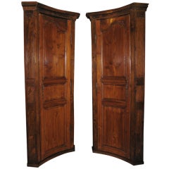 French Pair Walnut Corner Cabinets