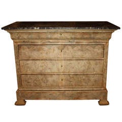 Bleached Louise Philippe Commode with a Marble Top