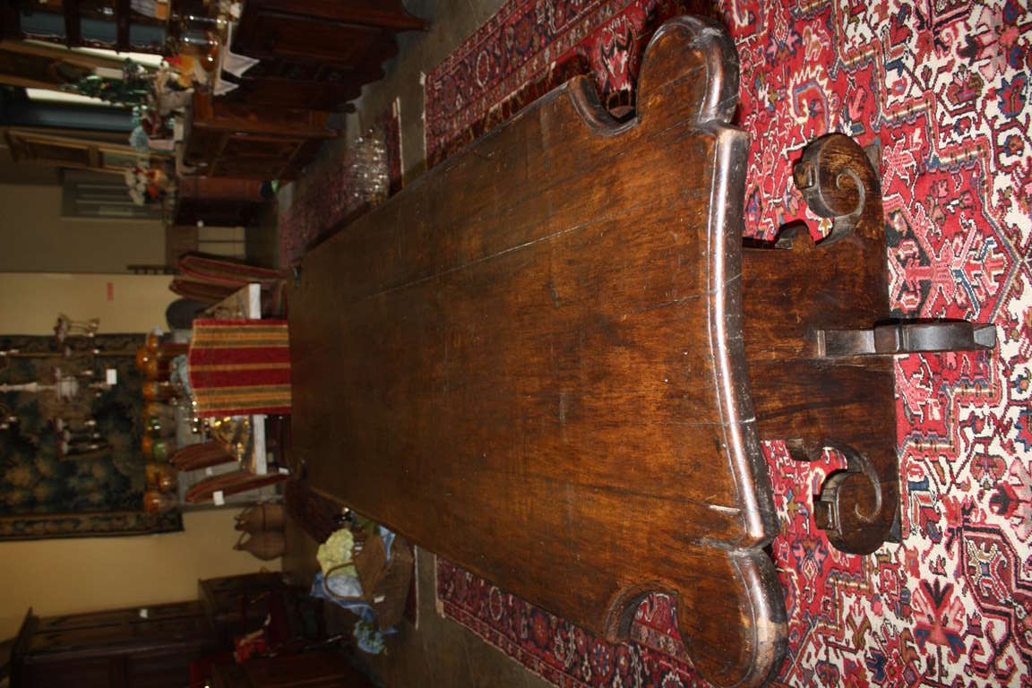 Walnut Mid 19th Century Italian Trestle Dining Table from an Italian Monastery