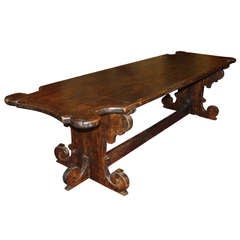 Mid 19th Century Italian Trestle Dining Table from an Italian Monastery