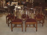 Antique Set of two arm and six side Chippendale chairs