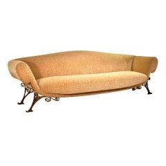 1940s French Wrought Iron Base Sofa, attributed to A.Arbus
