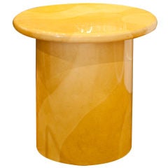 1980s Faux Goatskin Pedestal Occasional Table