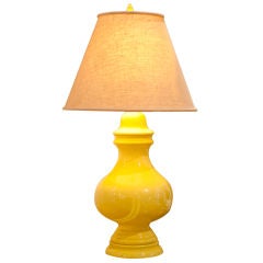 Large Scale Fun 1960s Ceramic Lamp with Burlap Shade
