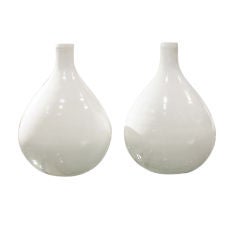 Chic Pair of Opaque White Glass Vases