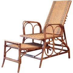 Elegant 1930s Bamboo and Wicker Steamer Chair