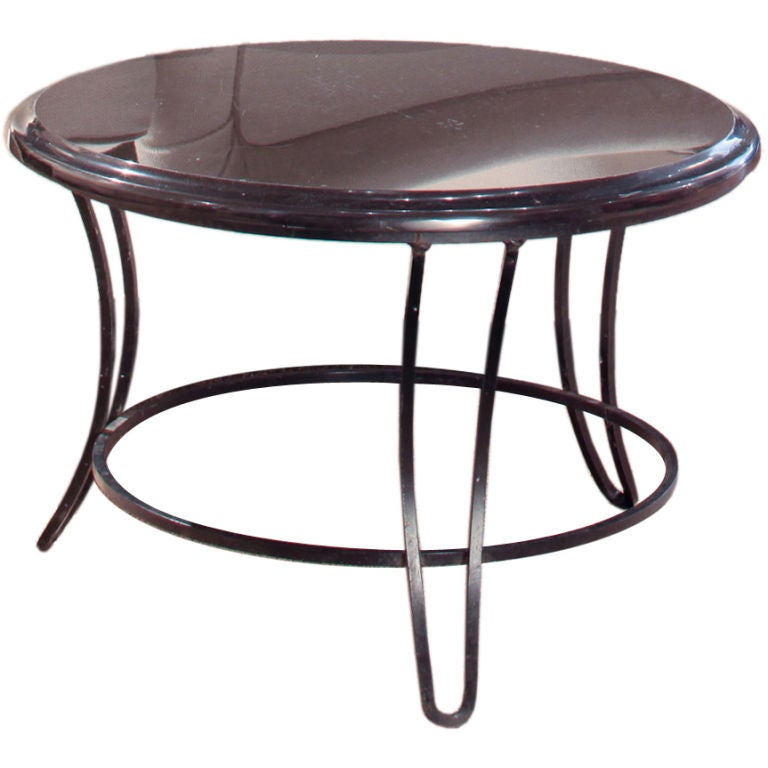1960s Polished Granite and Painted Steel Outdoor Table For Sale