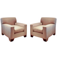 Pair of Handmade Franck Chairs covered in Brushed Cotton Twill