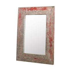 Vintage Patterned Patinated Zinc Clad Wall Mirror