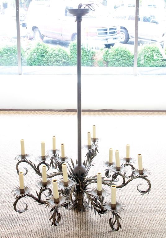 Pretty Spanish Colonial Metal Chandelier