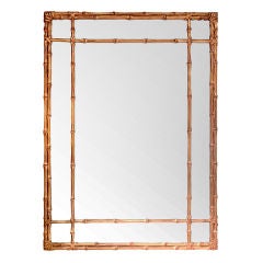 1950s Carved and Gilded Wood Faux Bamboo Mirror