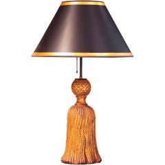 Amusing 1950s Italian Gilded Terracotta Tassel Lamp