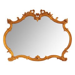1950s Rococco Style Carved and Gilded Wood Wall Mirror